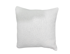 White, boucle, square pillow.